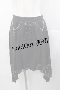 BPN / チェーンクロスストライプ変形スカート M 黒Ｘシルバー I-25-11-04-062-GO-SK-SA-ZI