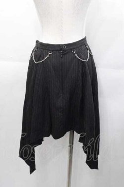 画像2: BPN / チェーンクロスストライプ変形スカート M 黒Ｘシルバー I-25-11-04-062-GO-SK-SA-ZI