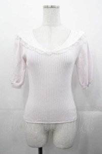 LIZ LISA / チュールセーラー襟半袖ニットトップス  ピンクＸ白 I-25-11-04-007-LO-TO-SA-ZI