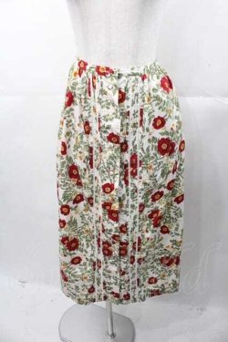 画像1: PINK HOUSE / ポピー柄前開きスカート  ホワイト I-25-11-04-068-LO-SK-SA-ZI