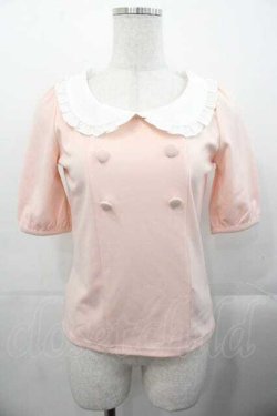 画像1: mon lily / フリル襟半袖トップス  ピンクＸ白 I-25-11-04-008-LO-TO-SA-ZI