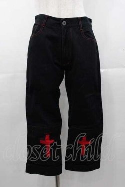 画像1: GOTHPUNKその他(買取対象外) / 裾十字架デザインパンツ  黒Ｘ赤 I-25-11-04-079-PU-PA-SA-ZI