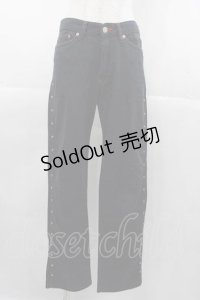 HERE THERE / サイドスタッズパンツ  黒Ｘ赤Ｘシルバー I-25-11-04-080-PU-PA-SA-ZI