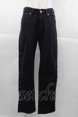 画像1: HERE THERE / サイドスタッズパンツ  黒Ｘ赤Ｘシルバー I-25-11-04-080-PU-PA-SA-ZI