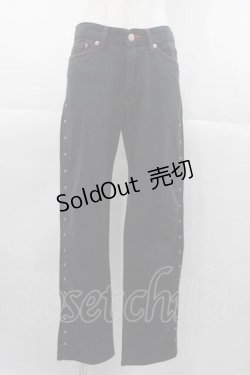 画像1: HERE THERE / サイドスタッズパンツ  黒Ｘ赤Ｘシルバー I-25-11-04-080-PU-PA-SA-ZI