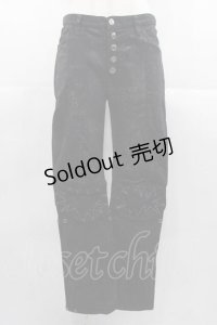 h.ANARCHY / 総柄&編み刺繍パンツ  黒Ｘ赤Ｘグレー I-25-11-04-082-HN-PA-SA-ZI