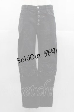 画像1: h.ANARCHY / 総柄&編み刺繍パンツ  黒Ｘ赤Ｘグレー I-25-11-04-082-HN-PA-SA-ZI