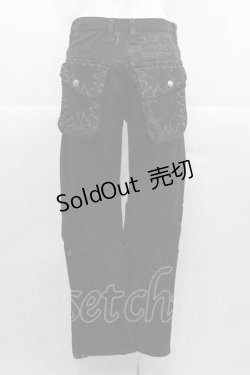 画像2: h.ANARCHY / 総柄&編み刺繍パンツ  黒Ｘ赤Ｘグレー I-25-11-04-082-HN-PA-SA-ZI