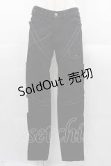 NAOTO SEVEN / 切りっぱなし&ラインデザインパンツ  黒 I-25-11-04-083-HN-PA-SA-ZI