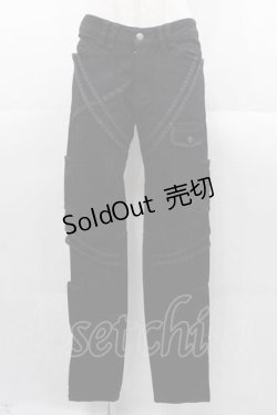 画像1: NAOTO SEVEN / 切りっぱなし&ラインデザインパンツ  黒 I-25-11-04-083-HN-PA-SA-ZI