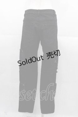 画像2: NAOTO SEVEN / 切りっぱなし&ラインデザインパンツ  黒 I-25-11-04-083-HN-PA-SA-ZI