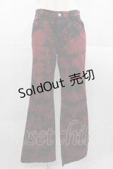 ALGONQUINS / にじみプリントパンツ  赤Ｘ黒 I-25-11-04-084-AL-PA-SA-ZI