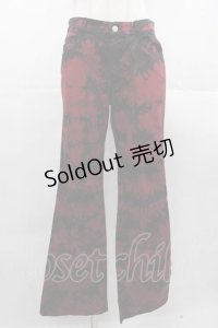 ALGONQUINS / にじみプリントパンツ  赤Ｘ黒 I-25-11-04-084-AL-PA-SA-ZI