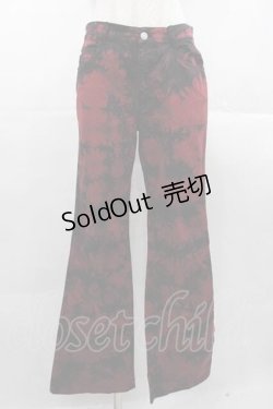 画像1: ALGONQUINS / にじみプリントパンツ  赤Ｘ黒 I-25-11-04-084-AL-PA-SA-ZI