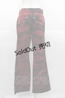 画像2: ALGONQUINS / にじみプリントパンツ  赤Ｘ黒 I-25-11-04-084-AL-PA-SA-ZI