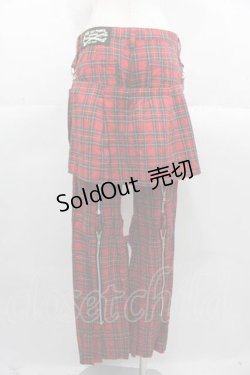 画像2: HELL CAT PUNKS / タータンチェックボンテージパンツ M 赤チェック I-25-11-04-085-PU-PA-SA-ZI