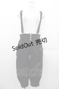 Ozz oneste / サイドポケット刺繍ハイウエストサス付きパンツ  黒 I-25-11-04-086-OO-PA-SA-ZI