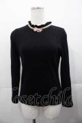 mon lily / リボンパールハイネックトップス  黒Ｘピンク I-25-11-04-010-LO-TO-SA-ZI