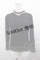 mon lily / リボンパールハイネックトップス  黒Ｘピンク I-25-11-04-010-LO-TO-SA-ZI