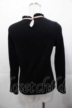 画像2: mon lily / リボンパールハイネックトップス  黒Ｘピンク I-25-11-04-010-LO-TO-SA-ZI