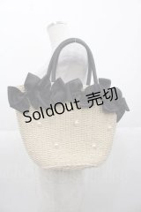 axes femme POETIQUE / リボン雑材風バッグ  アイボリーＸ黒 I-25-11-04-093-AX-BG-SA-ZI
