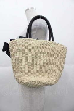 画像2: axes femme POETIQUE / リボン雑材風バッグ  アイボリーＸ黒 I-25-11-04-093-AX-BG-SA-ZI