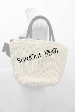 画像2: axes femme POETIQUE / リボン雑材風バッグ  アイボリーＸ黒 I-25-11-04-093-AX-BG-SA-ZI