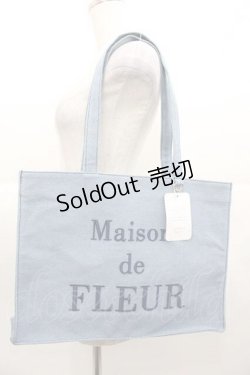 画像1: Maison de FLEUR / デニムブランドロゴ刺繍トートバッグ  ブルー I-25-11-04-098-LO-BG-SA-ZI