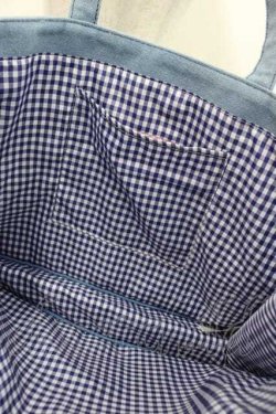 画像3: Maison de FLEUR / デニムブランドロゴ刺繍トートバッグ  ブルー I-25-11-04-098-LO-BG-SA-ZI