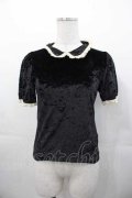 Rose Marie seoir / ベルベット半袖トップス  黒Ｘ生成り I-25-11-04-012-EL-TO-SA-ZI