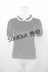 Rose Marie seoir / ベルベット半袖トップス  黒Ｘ生成り I-25-11-04-012-EL-TO-SA-ZI