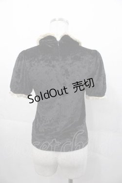 画像2: Rose Marie seoir / ベルベット半袖トップス  黒Ｘ生成り I-25-11-04-012-EL-TO-SA-ZI