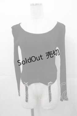 画像1: mon lily / ガーターリボンデザインカットソー  黒Ｘピンク I-25-11-04-013-LO-TO-SA-ZI