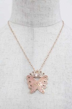 画像1: MILK / クラウン&蝶モチーフネックレス  ピンク I-25-11-04-108-ML-AC-SA-ZI