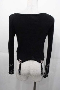 画像2: mon lily / ガーターリボンデザインカットソー  黒Ｘピンク I-25-11-04-013-LO-TO-SA-ZI