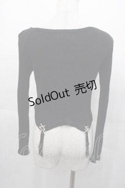 画像2: mon lily / ガーターリボンデザインカットソー  黒Ｘピンク I-25-11-04-013-LO-TO-SA-ZI