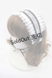 LOLITAその他(お買取対象外) / プリーツサテン&リボンヘッドドレス  白Ｘ黒 I-25-11-04-112-LO-AC-SA-ZI
