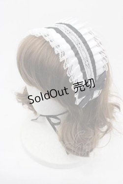 画像1: LOLITAその他(お買取対象外) / プリーツサテン&リボンヘッドドレス  白Ｘ黒 I-25-11-04-112-LO-AC-SA-ZI