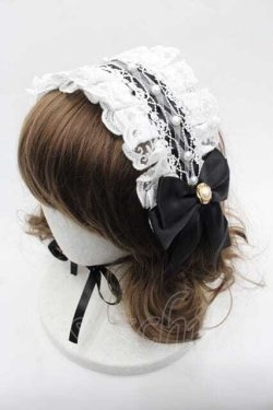 画像1: SPINNS / パールリボンヘッドドレス  黒Ｘ白 I-25-11-04-113-LO-AC-SA-ZI