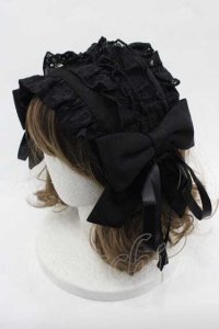 Whinny / リボンレースヘッドドレス  黒 I-25-11-04-114-PU-AC-SA-ZI