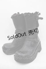 MIHO MATSUDA / フリルブーツ  ブラック I-25-11-04-125-GO-SH-SA-ZI