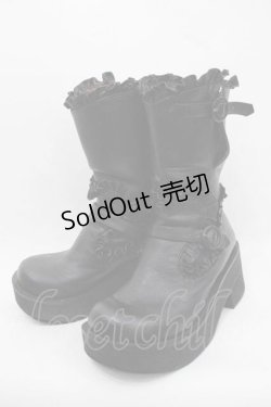 画像1: MIHO MATSUDA / フリルブーツ  ブラック I-25-11-04-125-GO-SH-SA-ZI