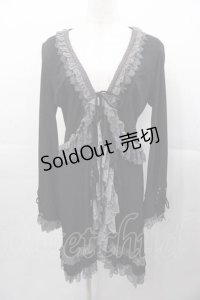 Ozz Croce / レースロングカーディガン  黒Ｘグレー I-25-11-04-016-OO-TO-SA-ZI