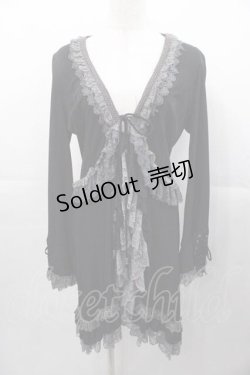 画像1: Ozz Croce / レースロングカーディガン  黒Ｘグレー I-25-11-04-016-OO-TO-SA-ZI