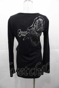 画像2: PEACE NOW / ラメ片翼プリントロングカーディガン  黒Ｘシルバー I-25-11-04-017-PU-TO-SA-ZI