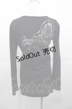 画像2: PEACE NOW / ラメ片翼プリントロングカーディガン  黒Ｘシルバー I-25-11-04-017-PU-TO-SA-ZI