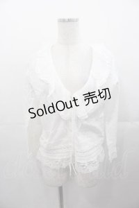 INGEBORG / Vネックフリル長袖ブラウス S ホワイト I-25-11-04-020-LO-BL-SA-ZI