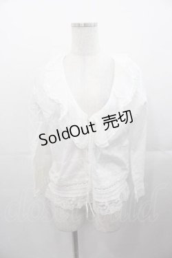 画像1: INGEBORG / Vネックフリル長袖ブラウス S ホワイト I-25-11-04-020-LO-BL-SA-ZI