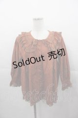 PINK HOUSE / フリルカラー胸元切替五分袖ブラウス  ブラウン I-25-11-04-021-LO-BL-SA-ZI