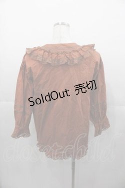 画像2: PINK HOUSE / フリルカラー胸元切替五分袖ブラウス  ブラウン I-25-11-04-021-LO-BL-SA-ZI